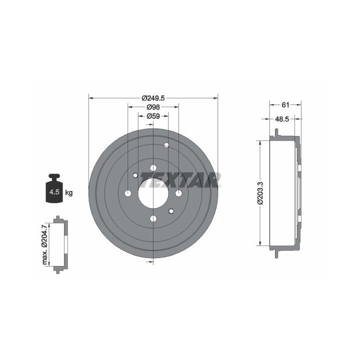 Stabdžių būgnas TEXTAR 94019900