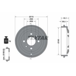 Stabdžių būgnas TEXTAR 94020000