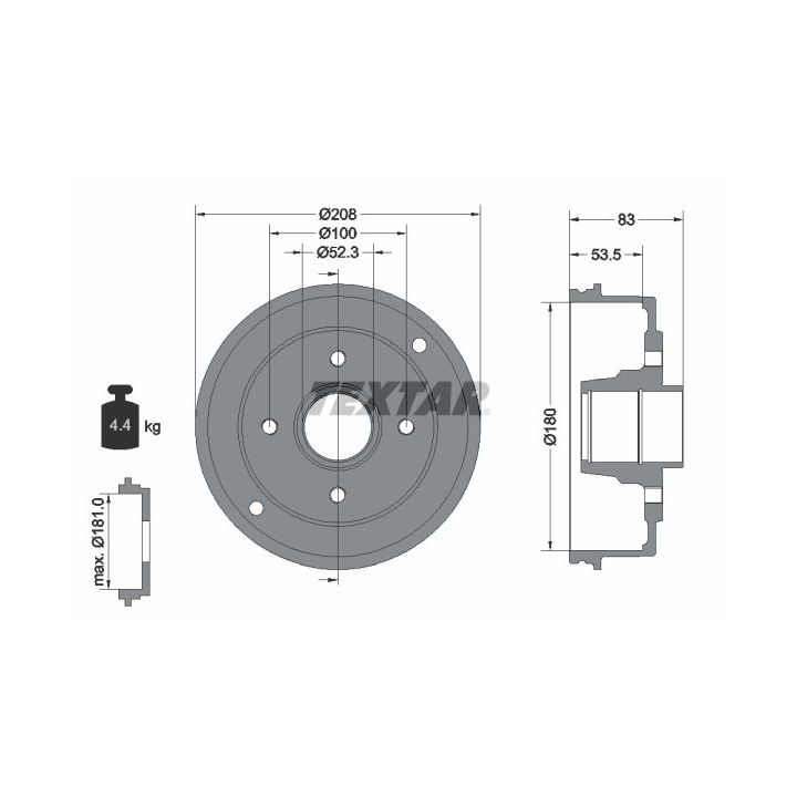 Stabdžių būgnas TEXTAR 94023600