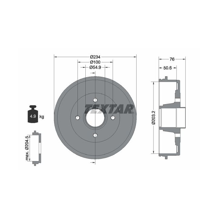 Stabdžių būgnas TEXTAR 94027100