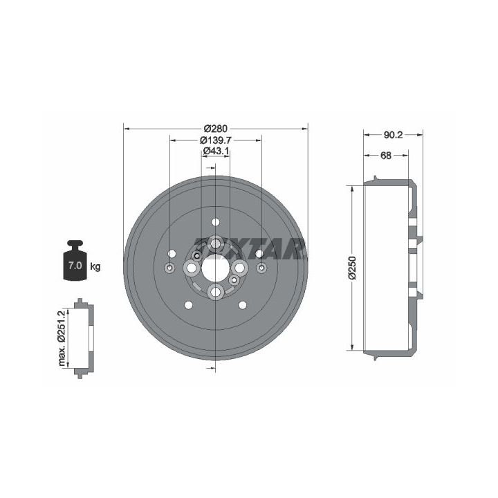 Stabdžių būgnas TEXTAR 94030600