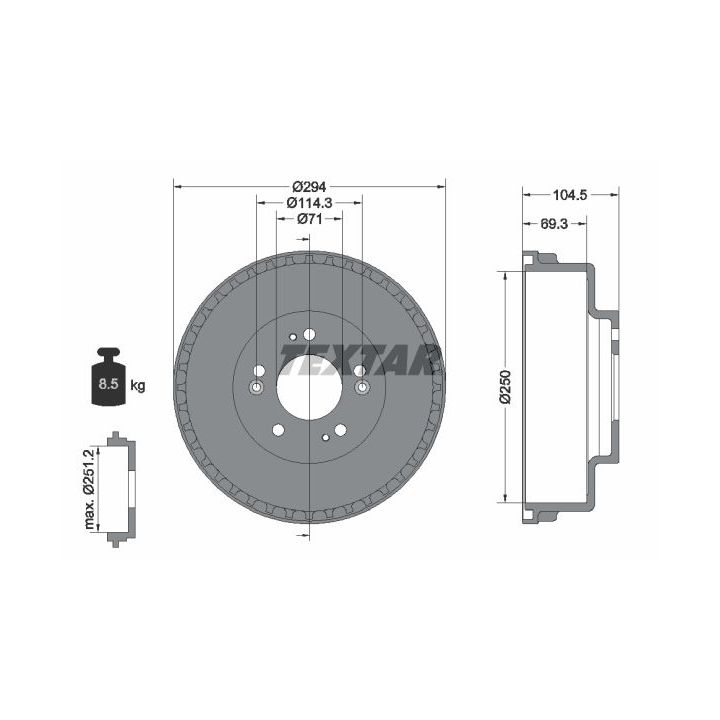 Stabdžių būgnas TEXTAR 94031600