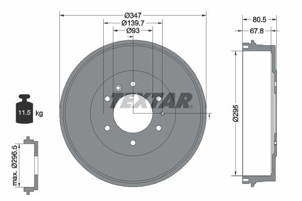 Stabdžių būgnas TEXTAR 94035400