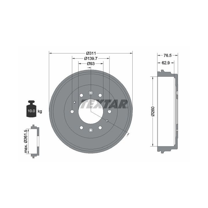 Stabdžių būgnas TEXTAR 94035500