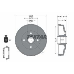 Stabdžių būgnas TEXTAR 94036500