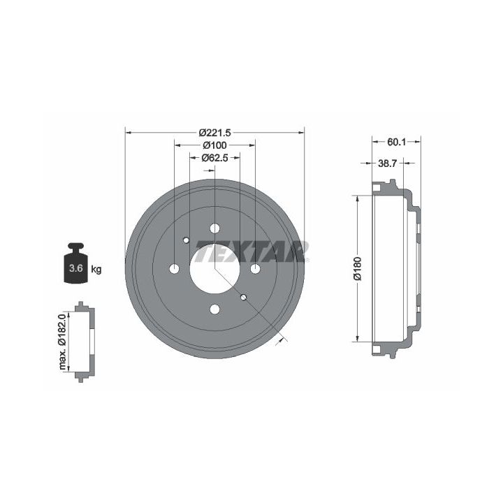 Stabdžių būgnas TEXTAR 94037600