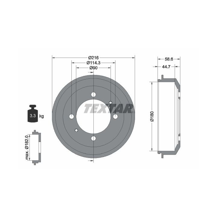 Stabdžių būgnas TEXTAR 94037700