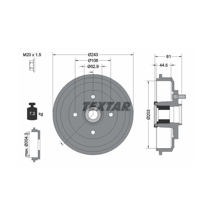 Stabdžių būgnas TEXTAR 94041300