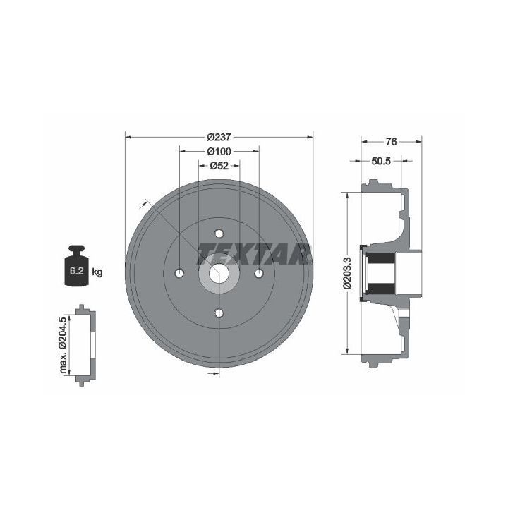 Stabdžių būgnas TEXTAR 94041400