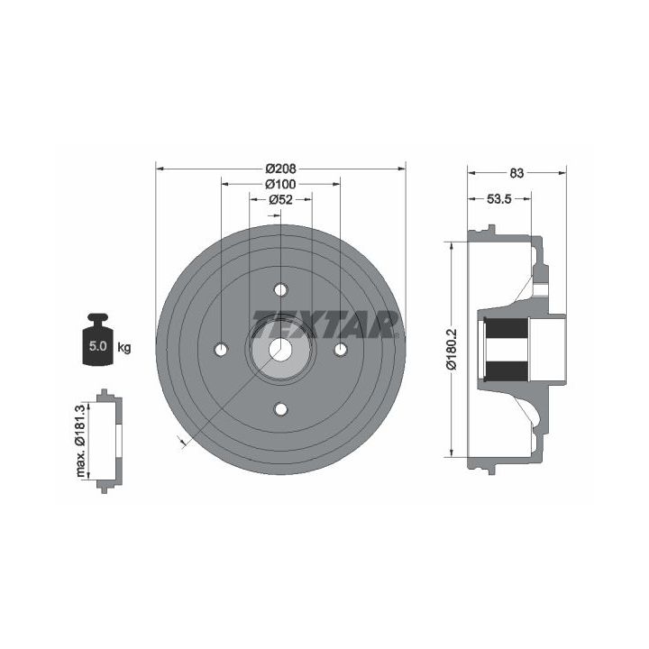 Stabdžių būgnas TEXTAR 94041700