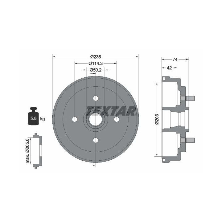 Stabdžių būgnas TEXTAR 94042800