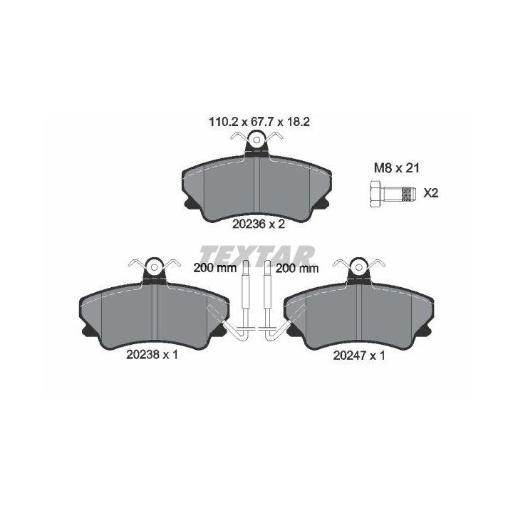 Stabdžių trinkelių rinkinys, diskinis stabdys TEXTAR 2023602