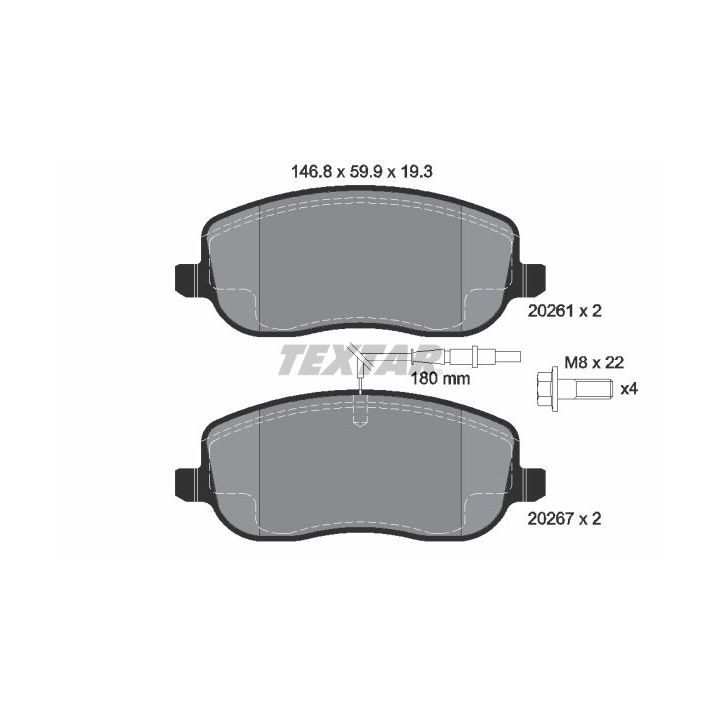 Stabdžių trinkelių rinkinys, diskinis stabdys TEXTAR 2026101