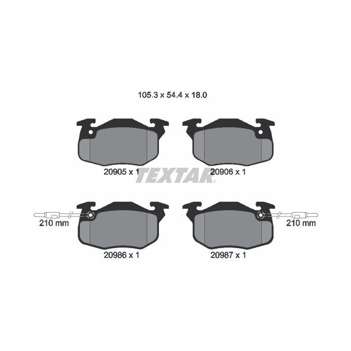 Stabdžių trinkelių rinkinys, diskinis stabdys TEXTAR 2090506