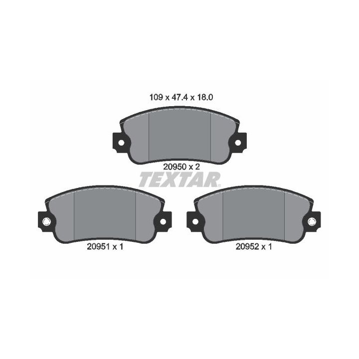 Stabdžių trinkelių rinkinys, diskinis stabdys TEXTAR 2095006