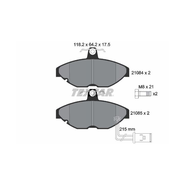 Stabdžių trinkelių rinkinys, diskinis stabdys TEXTAR 2108401