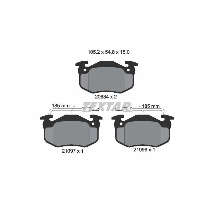 Stabdžių trinkelių rinkinys, diskinis stabdys TEXTAR 2109601