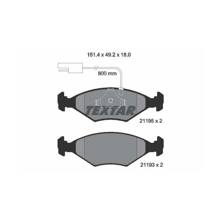Stabdžių trinkelių rinkinys, diskinis stabdys TEXTAR 2119501