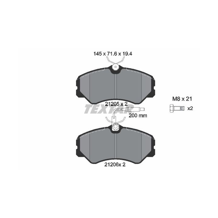 Stabdžių trinkelių rinkinys, diskinis stabdys TEXTAR 2120501