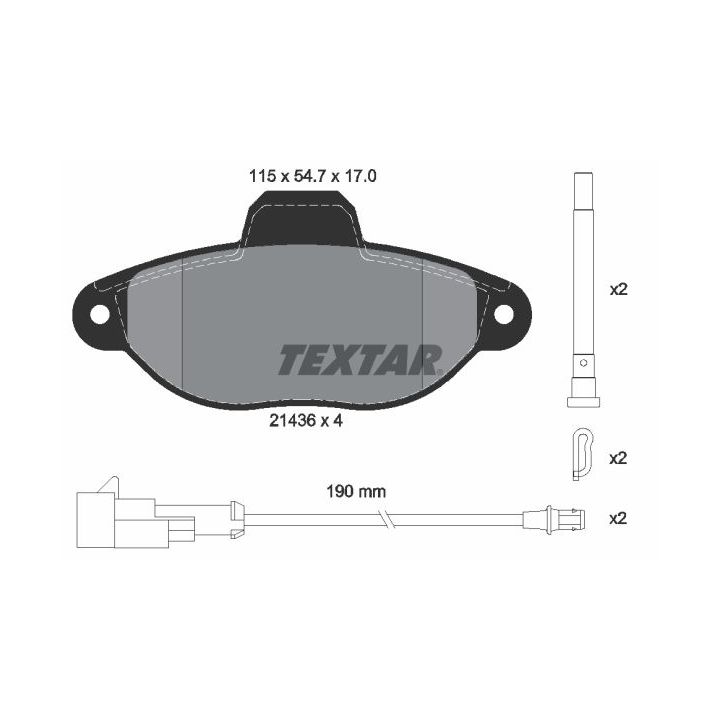 Stabdžių trinkelių rinkinys, diskinis stabdys TEXTAR 2143609