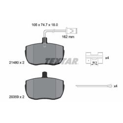 Stabdžių trinkelių rinkinys, diskinis stabdys TEXTAR 2148001