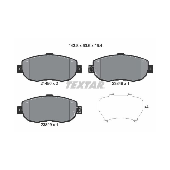 Stabdžių trinkelių rinkinys, diskinis stabdys TEXTAR 2149001
