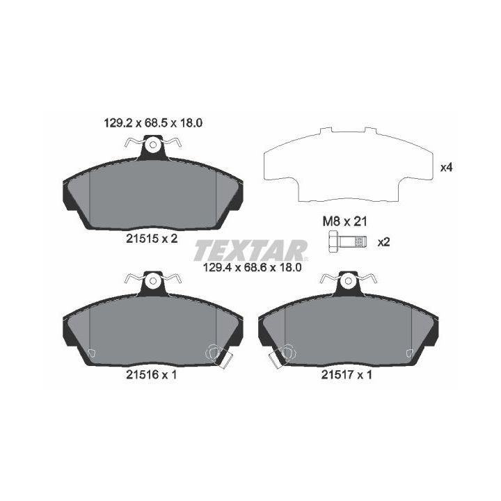 Stabdžių trinkelių rinkinys, diskinis stabdys TEXTAR 2151503