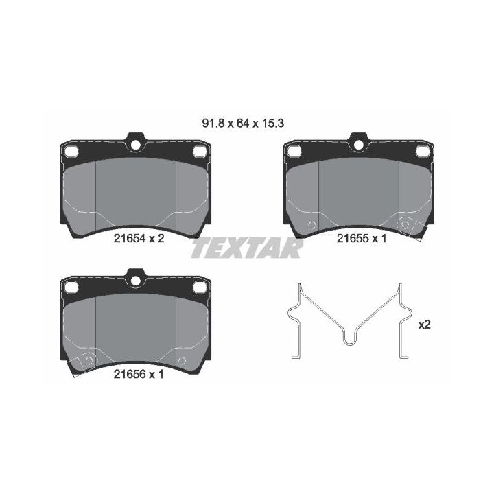 Stabdžių trinkelių rinkinys, diskinis stabdys TEXTAR 2165404
