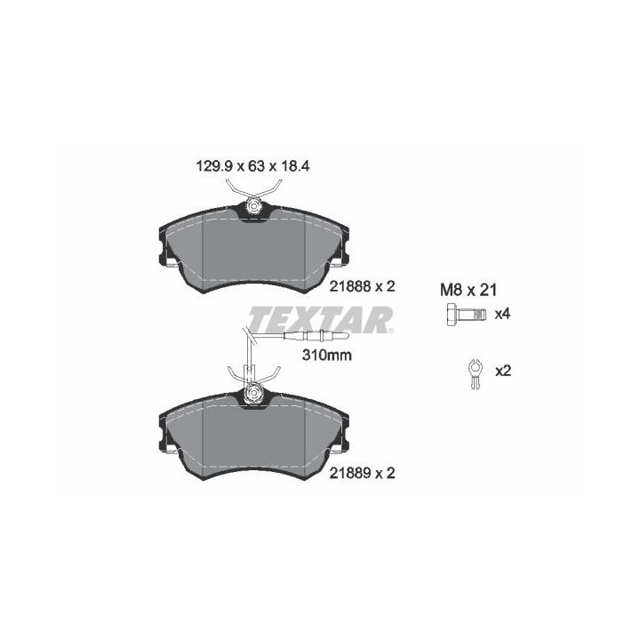 Stabdžių trinkelių rinkinys, diskinis stabdys TEXTAR 2188801