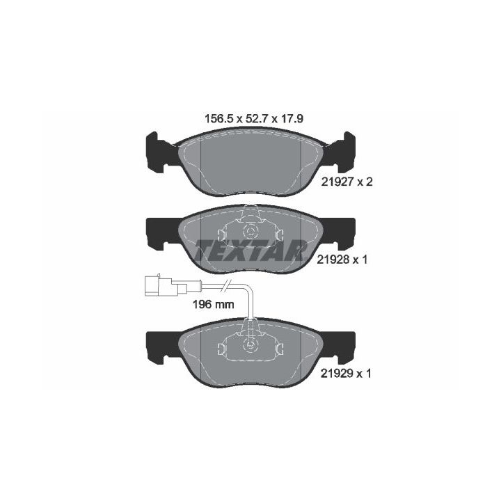 Stabdžių trinkelių rinkinys, diskinis stabdys TEXTAR 2192701