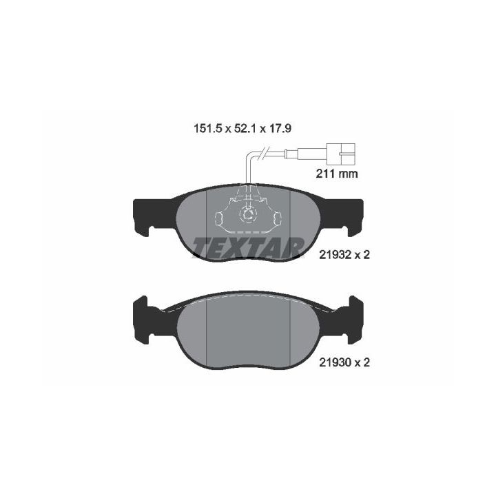 Stabdžių trinkelių rinkinys, diskinis stabdys TEXTAR 2193201