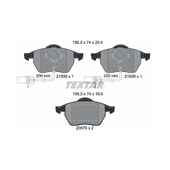 Stabdžių trinkelių rinkinys, diskinis stabdys TEXTAR 2193801