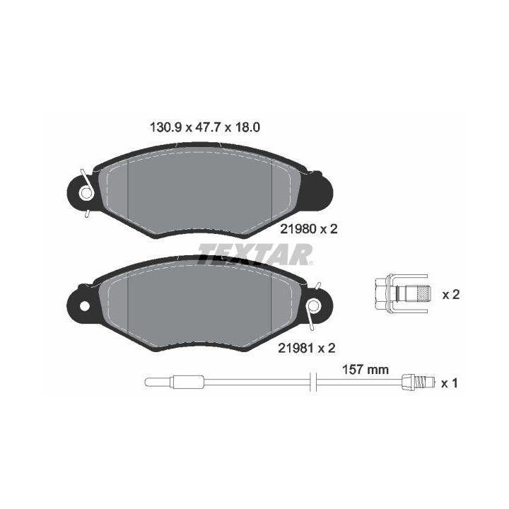 Stabdžių trinkelių rinkinys, diskinis stabdys TEXTAR 2198003