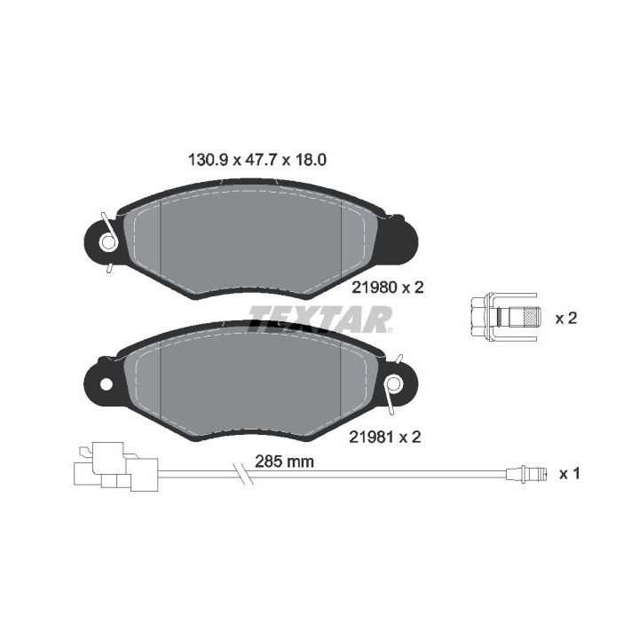 Stabdžių trinkelių rinkinys, diskinis stabdys TEXTAR 2198009