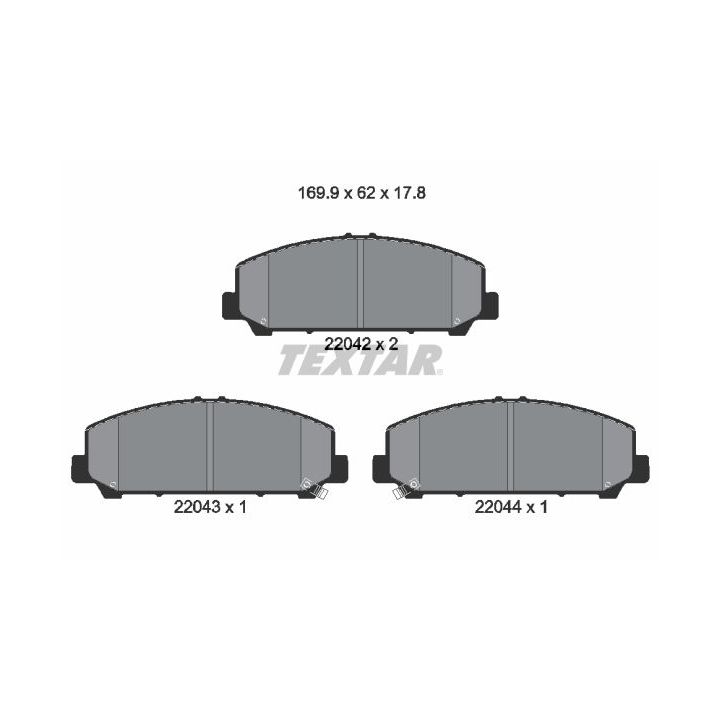 Stabdžių trinkelių rinkinys, diskinis stabdys TEXTAR 2204201