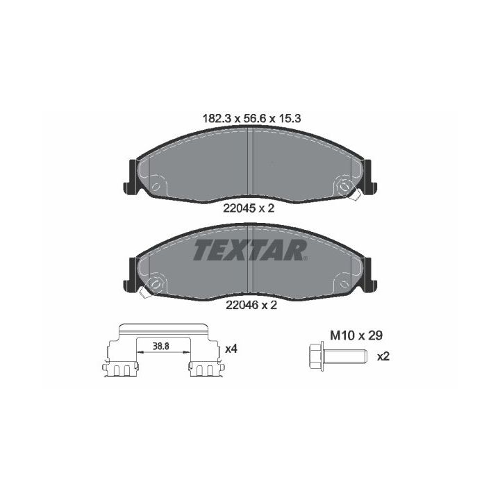 Stabdžių trinkelių rinkinys, diskinis stabdys TEXTAR 2204501