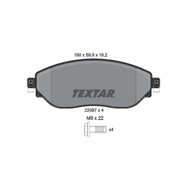 Stabdžių trinkelių rinkinys, diskinis stabdys TEXTAR 2208701