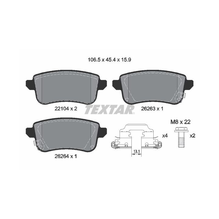 Stabdžių trinkelių rinkinys, diskinis stabdys TEXTAR 2210401
