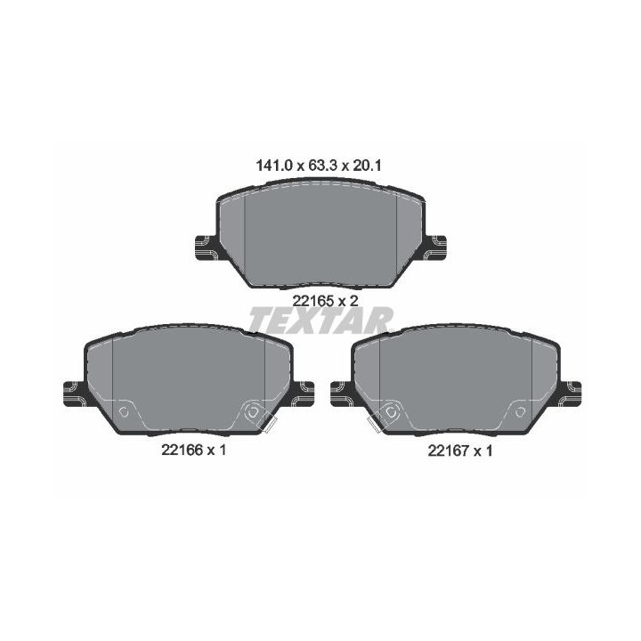 Stabdžių trinkelių rinkinys, diskinis stabdys TEXTAR 2216501