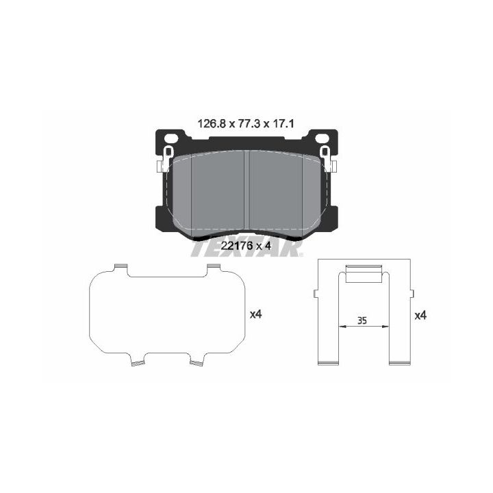 Stabdžių trinkelių rinkinys, diskinis stabdys TEXTAR 2217601