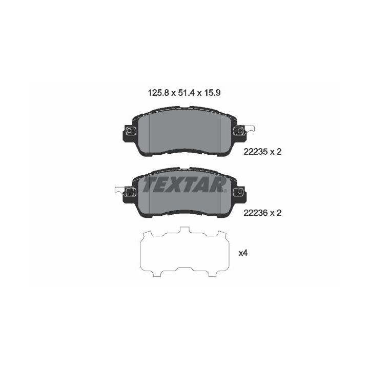 Stabdžių trinkelių rinkinys, diskinis stabdys TEXTAR 2223501