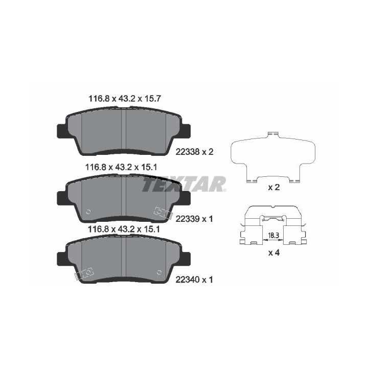 Stabdžių trinkelių rinkinys, diskinis stabdys TEXTAR 2233801