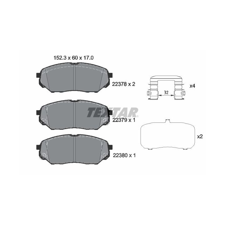 Stabdžių trinkelių rinkinys, diskinis stabdys TEXTAR 2237801