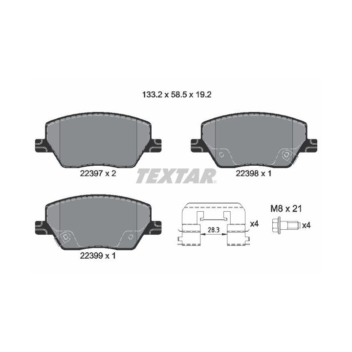 Stabdžių trinkelių rinkinys, diskinis stabdys TEXTAR 2239701