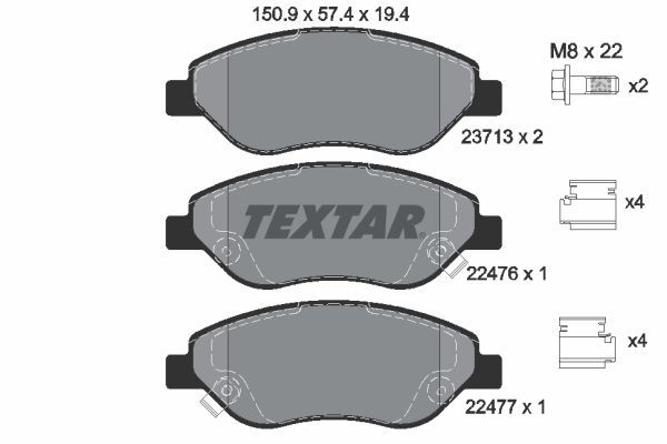 Stabdžių trinkelių rinkinys, diskinis stabdys TEXTAR 2247601