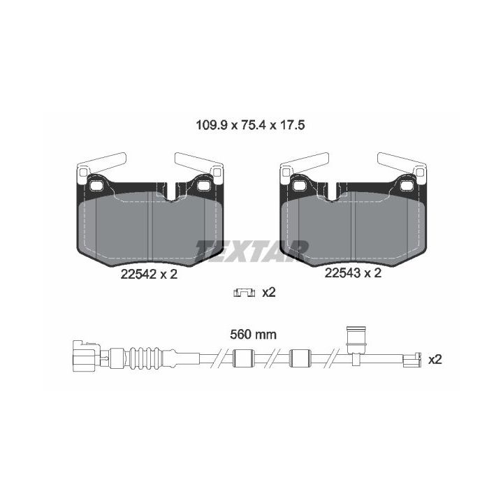 Stabdžių trinkelių rinkinys, diskinis stabdys TEXTAR 2254201