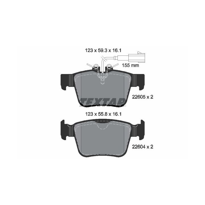 Stabdžių trinkelių rinkinys, diskinis stabdys TEXTAR 2260501