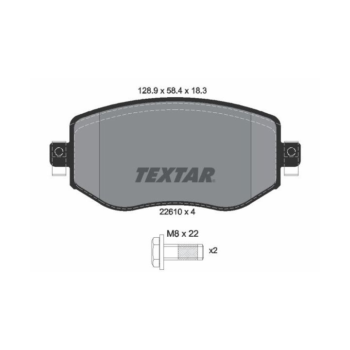 Stabdžių trinkelių rinkinys, diskinis stabdys TEXTAR 2261001