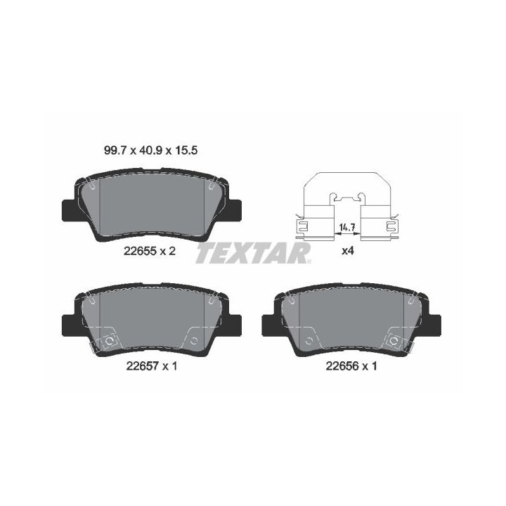 Stabdžių trinkelių rinkinys, diskinis stabdys TEXTAR 2265501