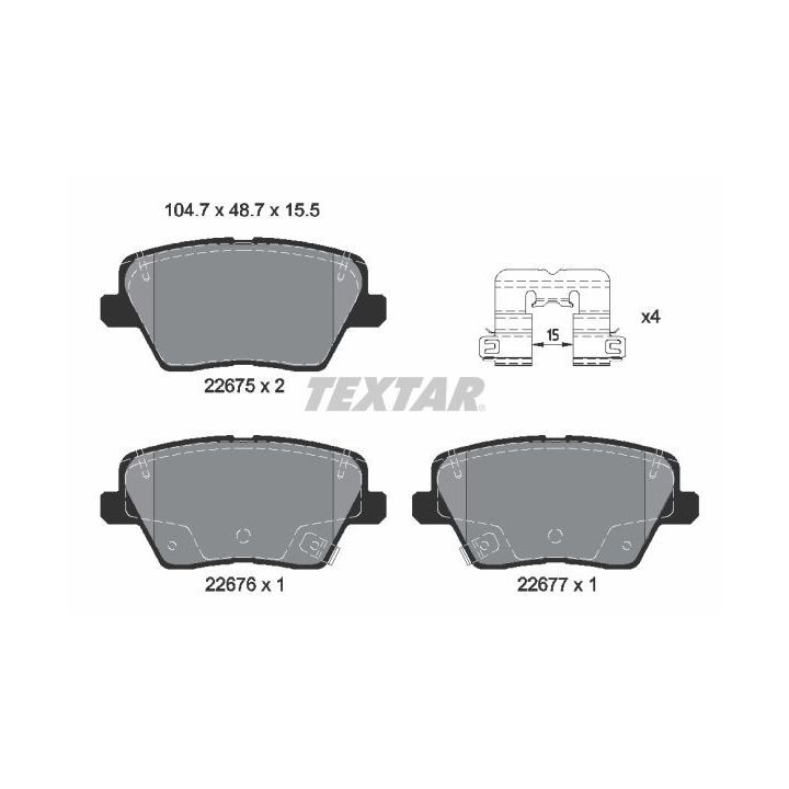 Stabdžių trinkelių rinkinys, diskinis stabdys TEXTAR 2267501